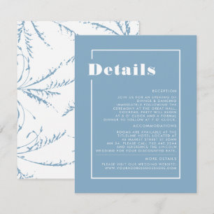 Dusty Blue Pampas Grass Minimalist Wedding Details Enclosure Card
