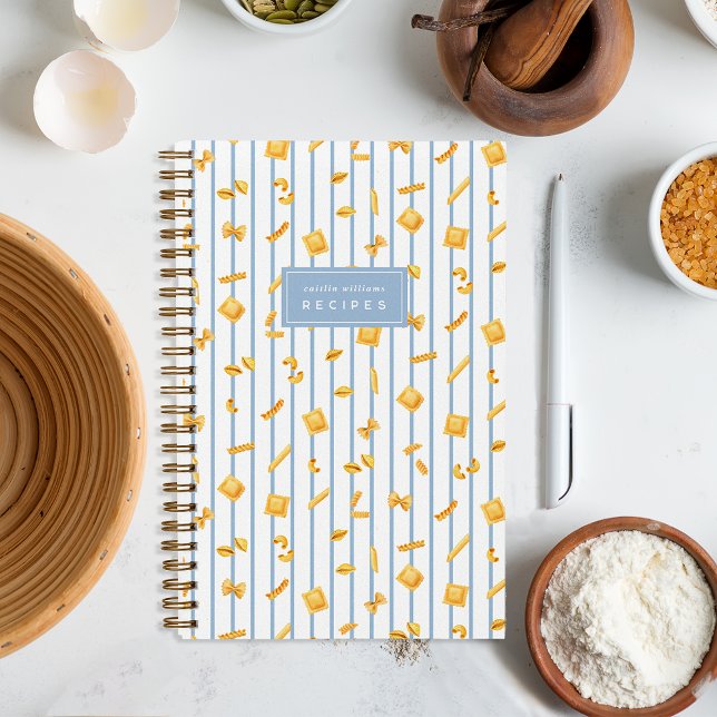 Dusty Blue | Pasta Shapes Personalized Recipe Notebook (Creator Uploaded)