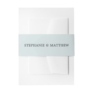 Dusty Blue Pastel Elegant Wedding Invitation Belly Band