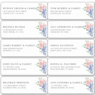 Dusty Blue Pastel hydrangea Guest Name Address