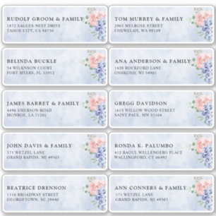 Dusty Blue Pastel hydrangea Guest Name Address
