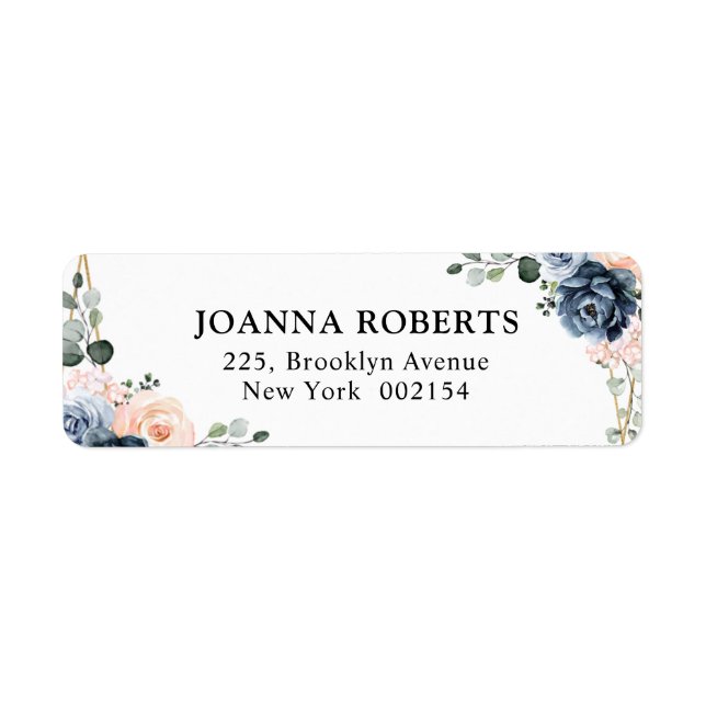 Dusty Blue Peach Blush Geometric Floral Wedding La (Front)