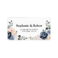 Dusty Blue Peach Blush Geometric Floral Wedding La