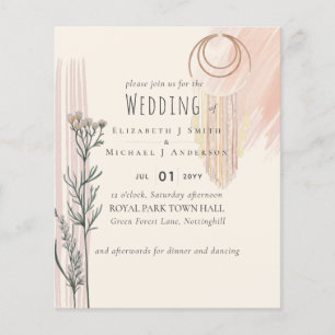 Dusty Blue Peach BOHO Wedding Invitation Flyer