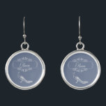 Dusty Blue Peacock Flourish Personalized Earrings<br><div class="desc">Personalize a unique gift for your bridesmaids with a set of Dusty Blue Peacock Flourish Personalized Earrings.  Earring design features an elegant peacock adorned with flourishes. Personalize with the name of your bridesmaids. Additional wedding stationery and gifts available with this design as well.</div>