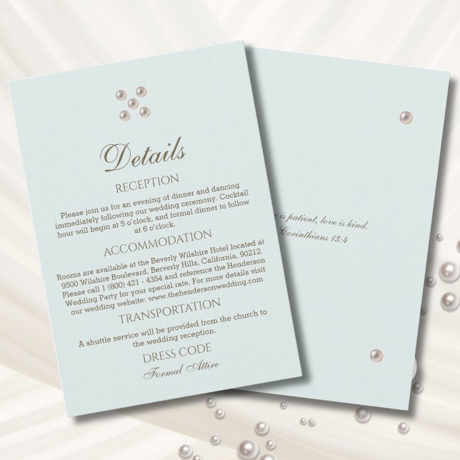 Dusty Blue Pearl Christian Wedding Details   Enclosure Card (Creator Uploaded)