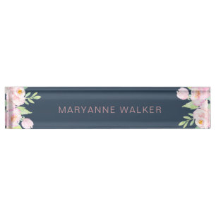 Dusty Blue Peonies plaque d'identification personn