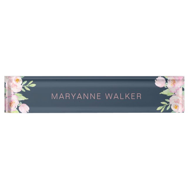 Dusty Blue Peonies plaque d'identification personn (Devant)