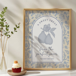 Dusty Blue Perfect Pear Bridal Shower Favor Sign