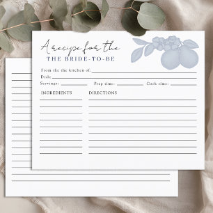 Dusty Blue Perfect Pear Bridal Shower Recipe Card
