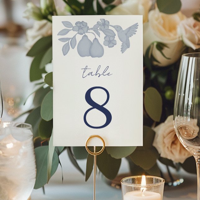Dusty Blue Perfect Pear Mariage Numéro de table (Table Number)