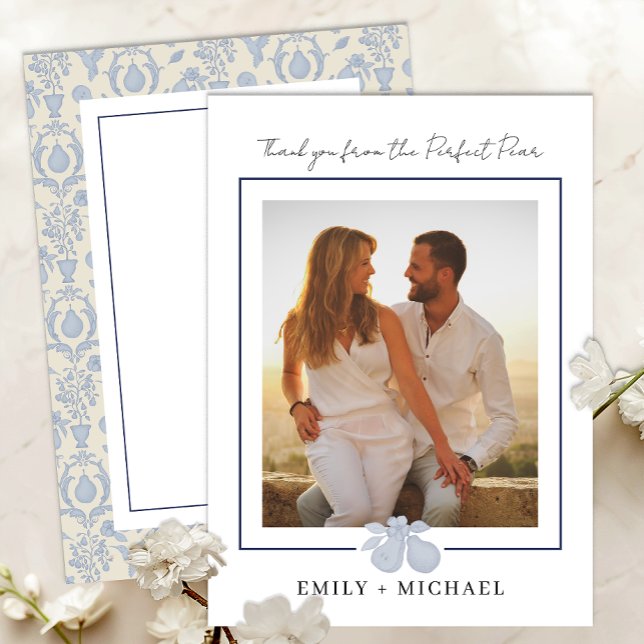 Dusty Blue Perfect Pear Photo Carte de remerciemen (Photo Thank You Card)