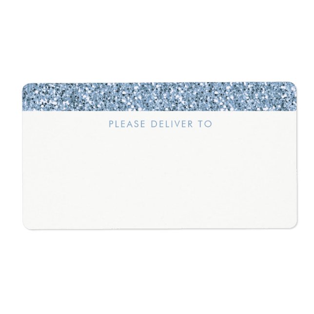 Dusty Blue Periwinkl Glitter Stripe Address Labels (Front)