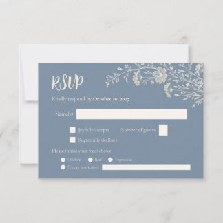 Dusty Blue Periwinkle Wildflower Wedding RSVP Card