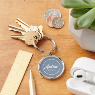 Dusty Blue Personalized Wedding Best Man Keychain