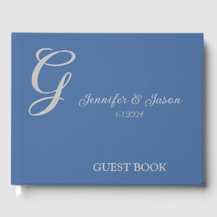 Dusty Blue Personalized Wedding Guest Book