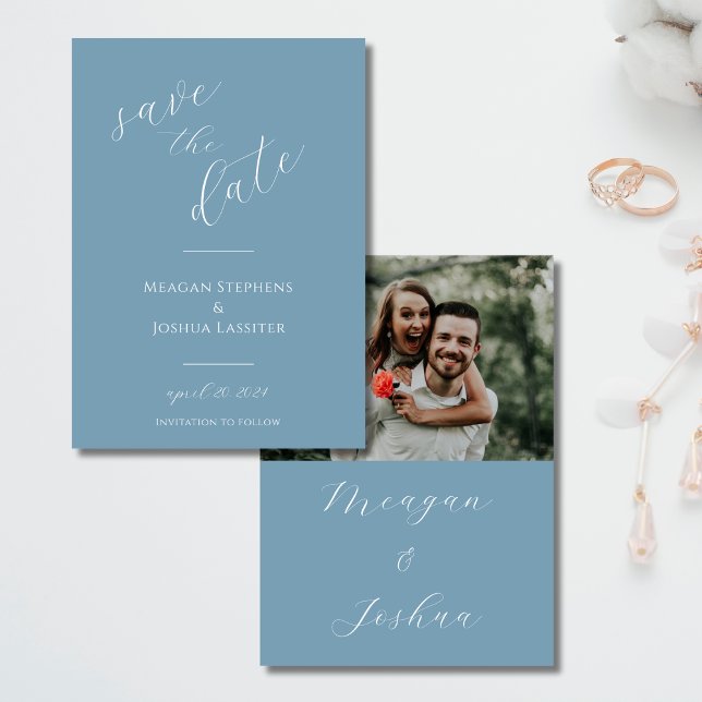 Dusty Blue Photo Save Date Save The Date (Creator Uploaded)