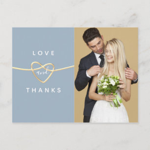 Dusty Blue Photo Wedding Thank You Postcard