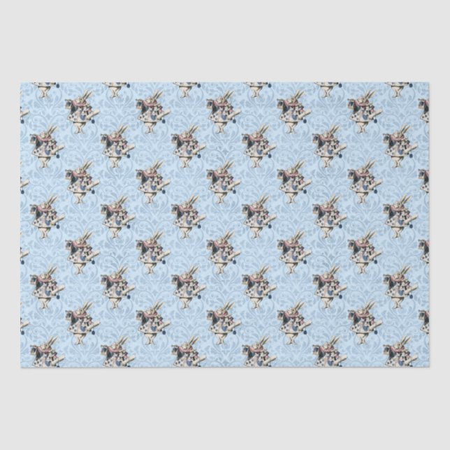 Dusty Blue & Pink Alice In Wonderland Baby Shower Tissue Paper (Front)