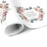 Dusty Blue Pink Floral Geometric Wedding Monogram Wrapping Paper<br><div class="desc">Romantic,  elegant design featuring delicate watercolour dusty blue,  misty rose flowers bouquet,  gorgeous divider,  a semi-transparent shape and on the back a navy blue background and the same divider. Use Personalize tool to add your info. For matching items,  please,  visit my Dusty Blue Misty Rose Flowers Collection.</div>