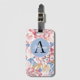 Dusty Blue Pink Hydrangea Luggage Tag