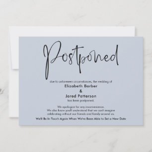 Dusty Blue Postponed Wedding Announcement Card