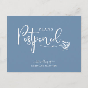 Dusty Blue Postponement Wedding Announcement Postcard