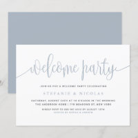 Dusty Blue Pretty Calligraphy Welcome Party