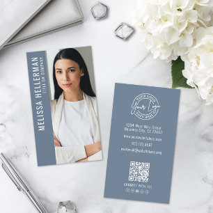 Dusty Blue Professional Photo Logo Business Card