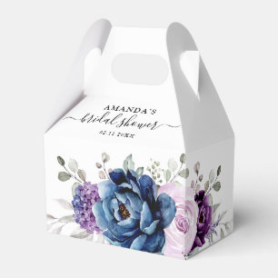 Dusty Blue Purple Lilac Blooms Bridal Shower Favor Box