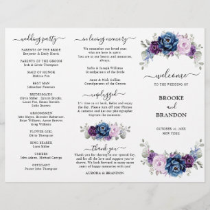 Dusty Blue Purple Lilac Blooms Programme de mariag