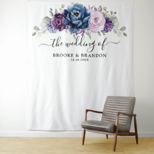 Dusty Blue Purple Lilac Blooms Wedding Backdrop   Tapestry