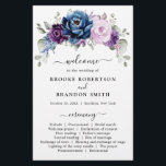 Dusty Blue Purple Lilac Blooms Wedding Program<br><div class="desc">Elegant dusty blue Purple lilac lavender floral theme wedding program card featuring elegant bouquet of dusty blue,  Navy,  purple,  lilac colour rose flowers buds and sage green eucalyptus leaves. Please contact me for any help in customization or if you need any other product with this design.</div>