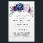 Dusty Blue Purple Lilac Blooms Wedding Program<br><div class="desc">Elegant dusty blue Purple lilac lavender floral theme wedding program card featuring elegant bouquet of dusty blue,  Navy,  purple,  lilac colour rose flowers buds and sage green eucalyptus leaves. Please contact me for any help in customization or if you need any other product with this design.</div>