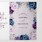 Dusty Blue Purple Navy Lilac Blooms Wedding Tri-Fo
