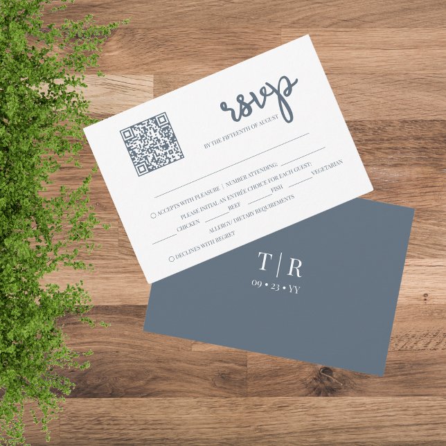 Dusty Blue QR Code Mariage carte RSVP (Créateur téléchargé)