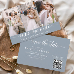 Dusty Blue QR Code - Save the Date 3 Photo