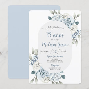 Dusty Blue Quinceañera Invitation