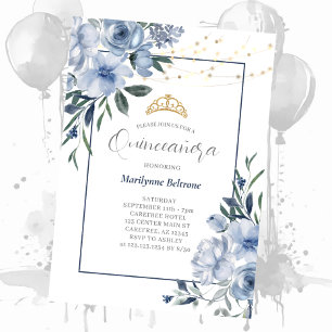 Dusty Blue Quinceañera Invitation