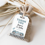 Dusty Blue Race Car Two Fast Boy Birthday Favours Gift Tags<br><div class="desc">These eye-catching favour tags blend vintage charm with playful whimsy,  featuring a beautifully illustrated retro race car in a serene shade of dusty blue,  accented by matching balloons that add a pop of joy to any birthday celebration.</div>