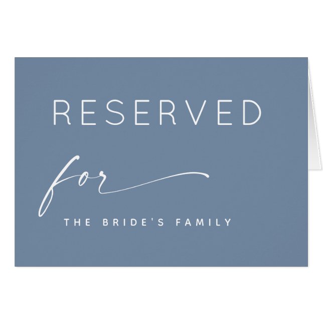 Dusty Blue Reserved Seating Sign | Modern Wedding (Front Horizontal)