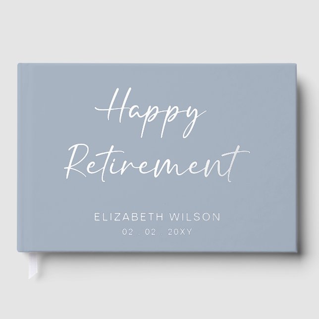 Dusty Blue Retirement Leaving Party  Guest Book (Front)