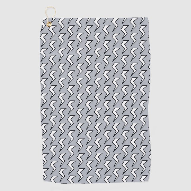 Dusty Blue Retro Lightning Bolt  Golf Towel (Front)
