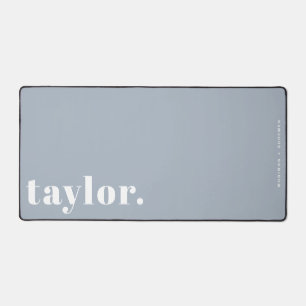 Dusty Blue Retro Typography Personalized Desk Mat