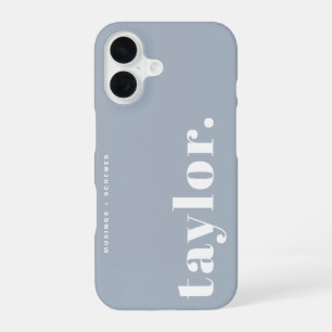 Dusty Blue Retro Typography Personalized iPhone 16 Case