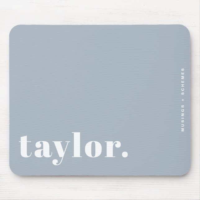 Dusty Blue Retro Typography Personalized Mouse Pad (Front)