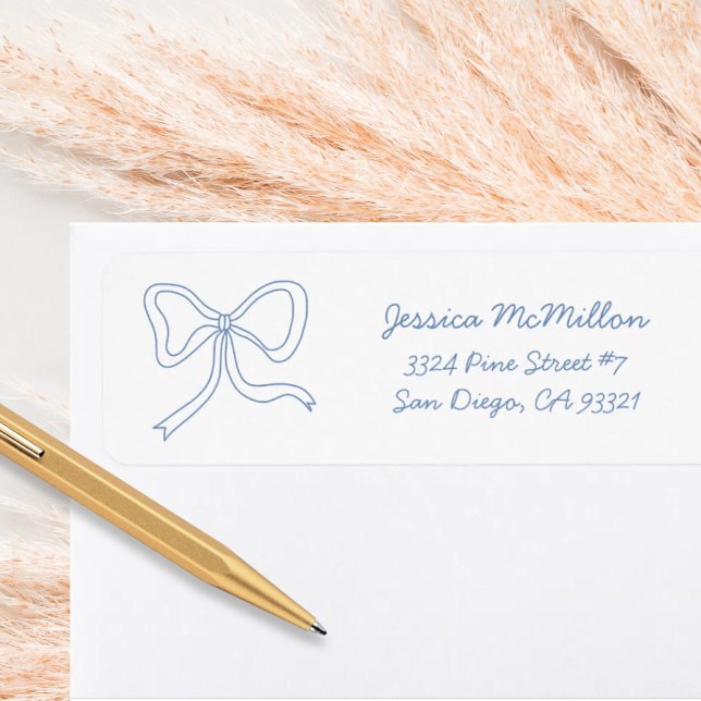Dusty Blue Ribbon Coquette Bow Étiquette de adress (Dusty Blue Ribbon Coquette Bow Address Label
)