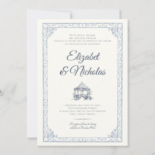 Dusty Blue Rococo Garden Invitation de mariage