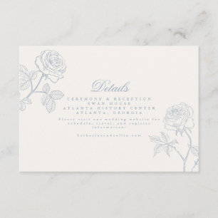 Dusty Blue Rococo Wedding Details Card