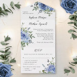 Dusty Blue Rose Eucalyptus Botanical Wedding All In One Invitation<br><div class="desc">These all in one wedding invitations feature a modern watercolor floral design with dusty blue roses and eucalyptus leaf foliage. Personalize with your text. Other matching stationery and wedding reception products also available.</div>